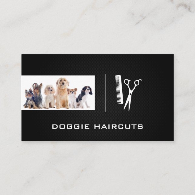 Group of Dogs | Scissors and Comb Business Card (Front)