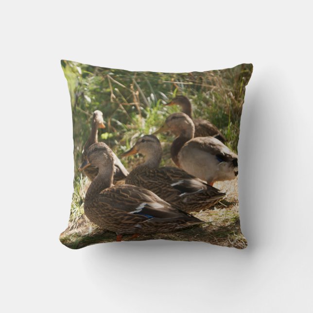 Group Of Ducks, Throw Pillow (Front)