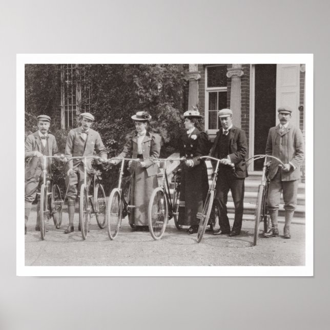 Group of Edwardian bicyclists, early 1900s (b/w ph Poster (Front)