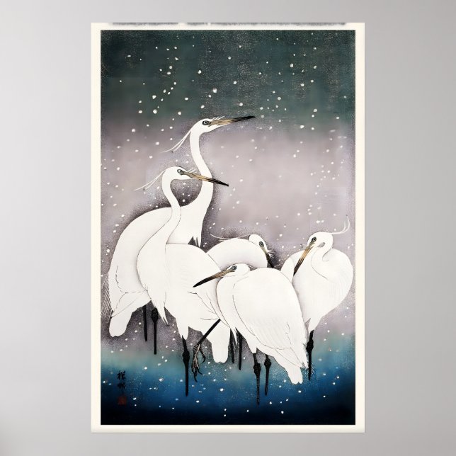 Group of Egrets Japanese Fine Art Print  Home (Front)