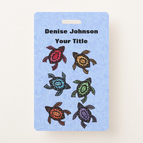 Group of Fantasy Turtles Colorful Marked Shells Badge