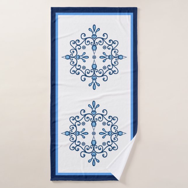 Group of four Blue birds or love birds Bath Towel Set (Bath Towel)