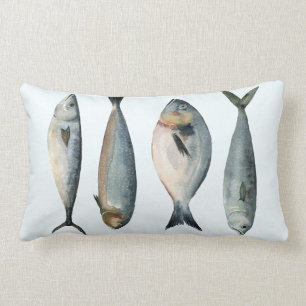 Group of Four Fish Lumbar Pillow