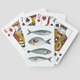 Group of Four Fish Poker Cards
