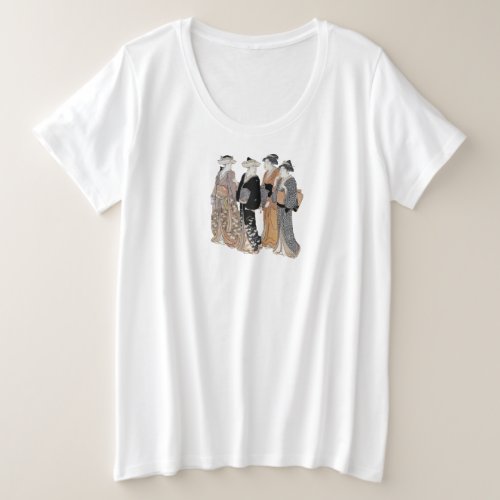 Group of Four Japanese Geisha Ladies Vintage Cloth Plus Size T_Shirt