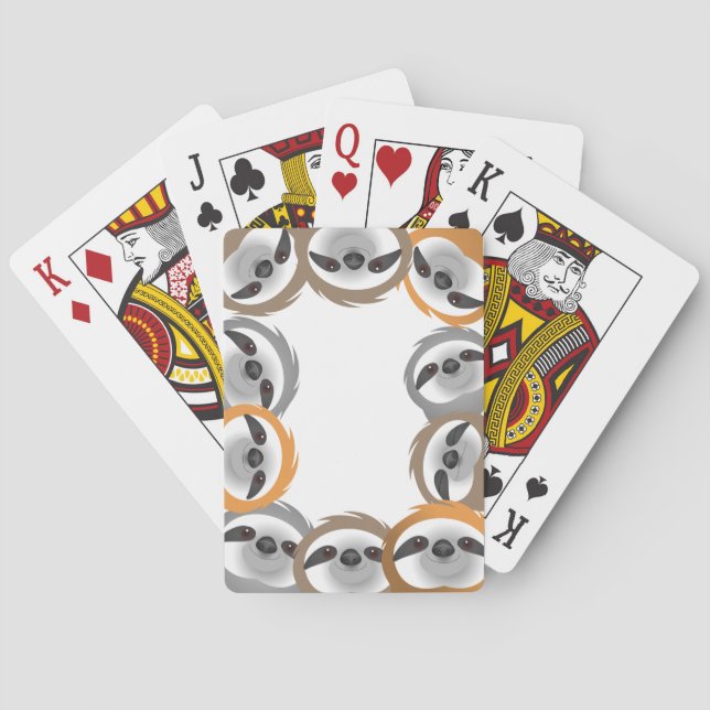 Group of Friendly Sloths Poker Cards (Back)