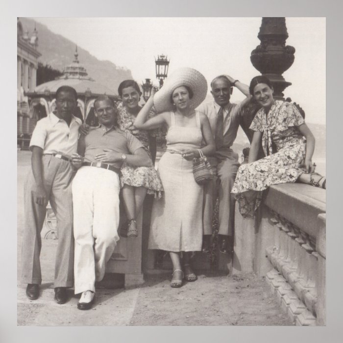 Group of friends in Cannes, 1930s Posters