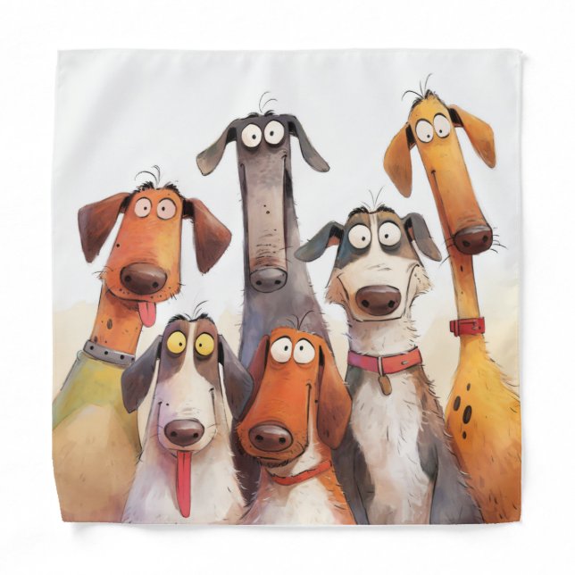Group of Funny Crazy Dogs Bandana (Front)