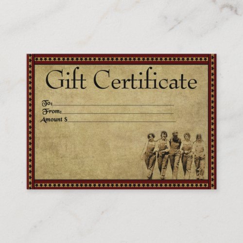 Group Of Gals- Prim Gift Certificate Cards Business Card Template
