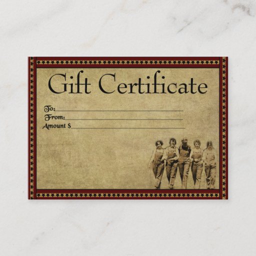 Customizable Group Of Gals- Prim Gift Certificate Cards Business Card Template