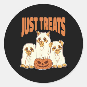Group Of Ghost Dogs Spooky Halloween Cat Lover Kid Classic Round Sticker