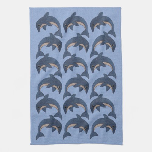 Group of Glitter like Blue White Diving Dolphins Towel