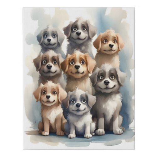 Group of Happy Dogs Portrait Faux Canvas Print