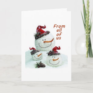 GROUP OF HAPPY SNOWMAN HOLIDAY CARD