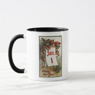 Group of Kids Hiding Behind Calendar Mug