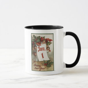 Group of Kids Hiding Behind Calendar Mug