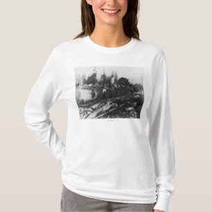 Group of Lumberjacks on Large Log Photograph T-Shirt