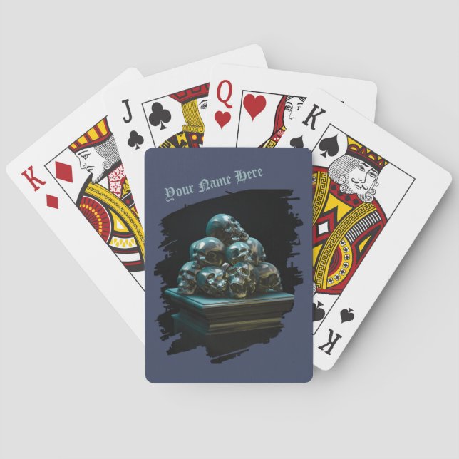 Group of metallic skulls poker cards (Back)