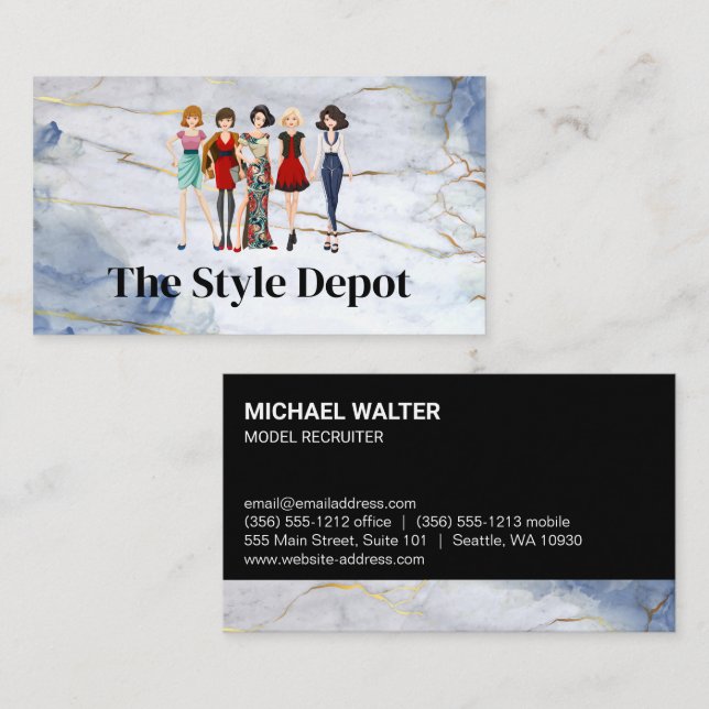 Group of Models Wearing Different Clothing Styles Business Card (Front/Back)
