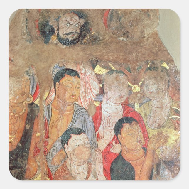 Group of monks and Buddha Square Sticker (Front)