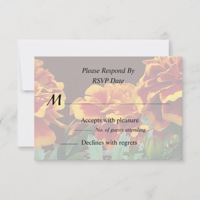 Group of Orange Marigolds With Yellow Tips RSVP Card (Front)