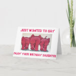 GROUP OF PINK ELEPHANTS HAPPY BIRTHDAY DAUGHTER CARD<br><div class="desc">PINK ELEPHANTS JUST FOR "DAUGHTER" ON "HER BIRTHDAY" WILL BE FUN TO SEND AND TO RECEIVE. PUT A SMILE ON HER FACE TODAY!</div>