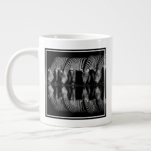 Group of Plains Zebra Drink Together at Night Giant Coffee Mug
