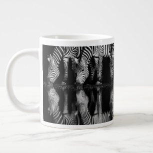 Group of Plains Zebra Drink Together at Night Giant Coffee Mug