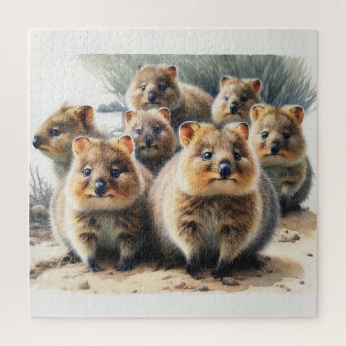 Group of Quokkas REF242 _ Watercolor Jigsaw Puzzle