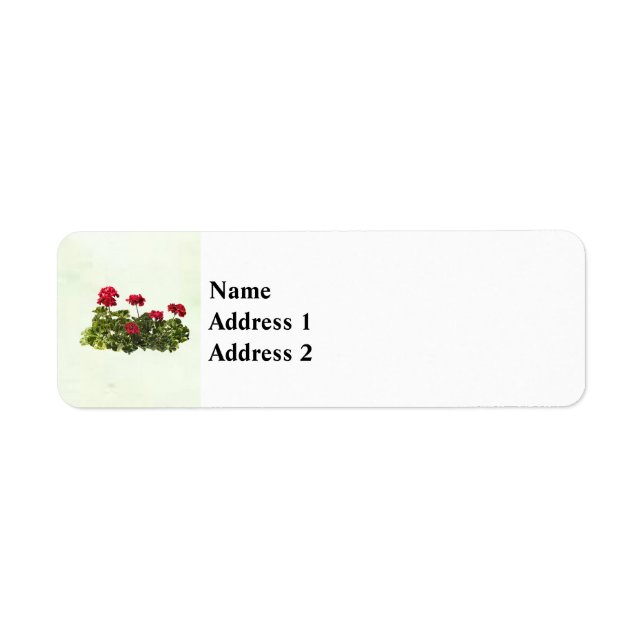Group of Red Geraniums Label (Front)