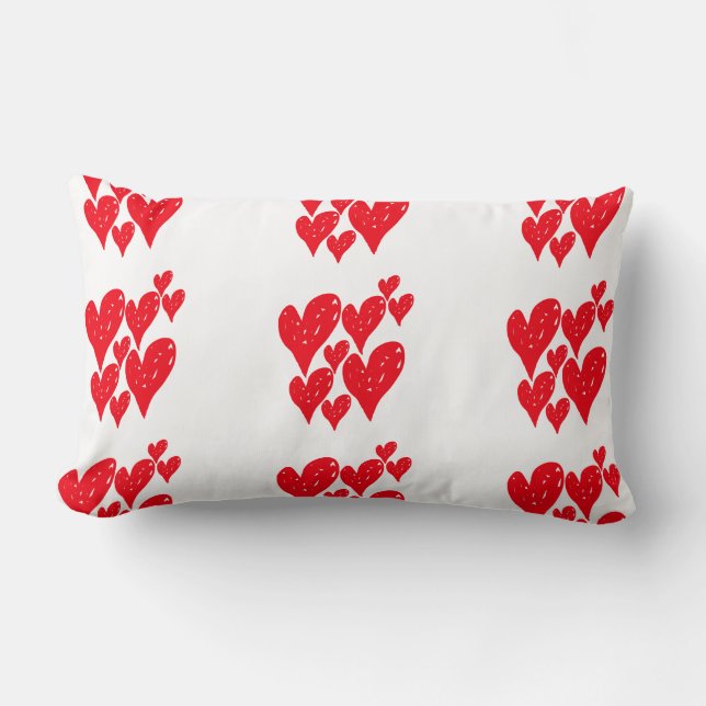 Group of red love heart in a pattern on cushion (Front)