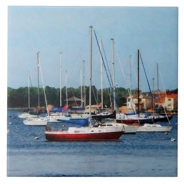 Group of Sailboats Newport RI Ceramic Tile (Front)