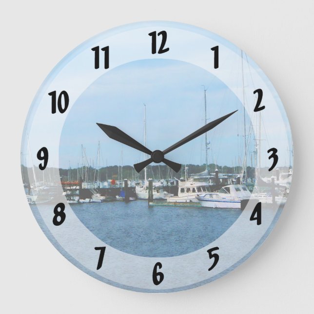 Group of Sailboats Newport RI Large Clock (Front)