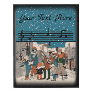 Group of Singers and Musicians Music Notes Stars Faux Canvas Print