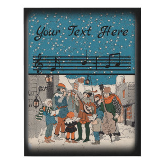 Group of Singers and Musicians Music Notes Stars Faux Canvas Print