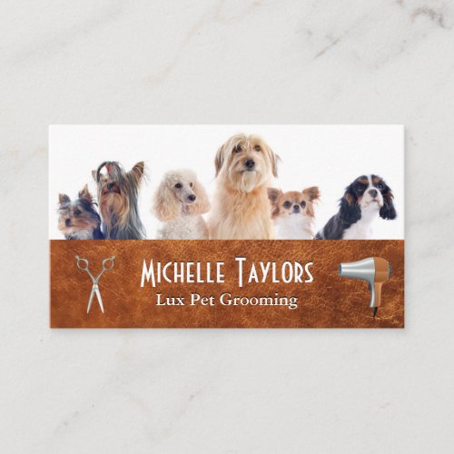 Group of Small Dogs  Grooming Tools Business Card