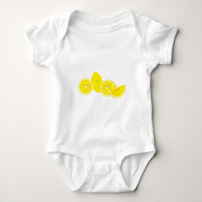 Group of smiling lemon characters baby bodysuit (Front)