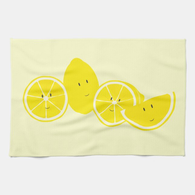 Group of smiling lemon characters towel (Horizontal)
