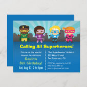 Group of Superhero Kids Birthday Party Invitations (Front/Back)