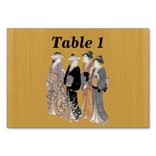 Group of Vintage Japanese Geisha Women Table Number