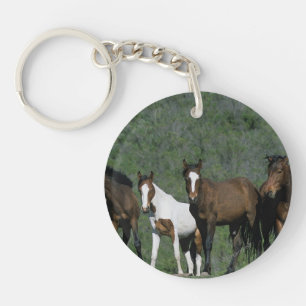 Group of Wild Mustang Horses Keychain