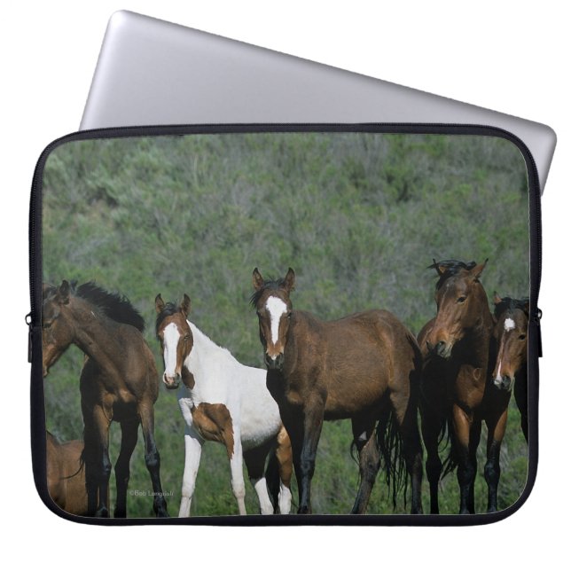 Group of Wild Mustang Horses Laptop Sleeve (Front)