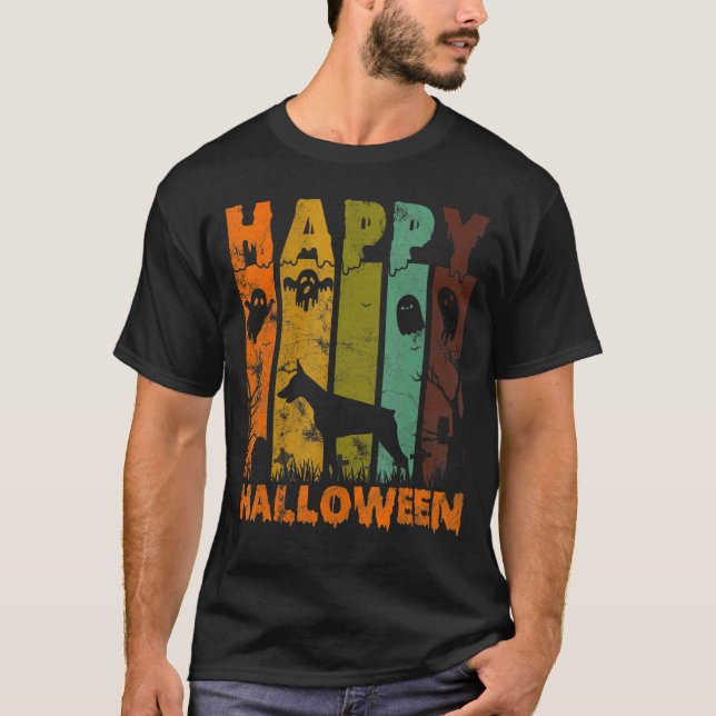 Group Pajamas Matching Halloween Costume Retro Dob T-Shirt (Front)