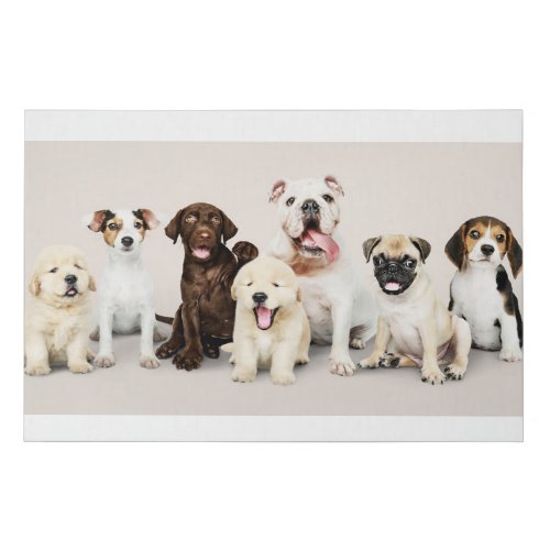 Group portrait of adorable puppies faux canvas print