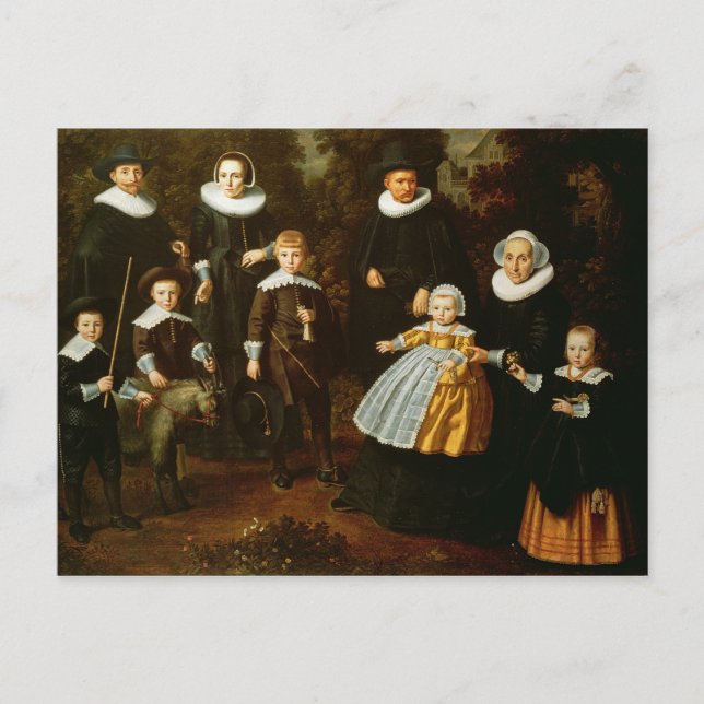 Group portrait of three generations of a postcard (Front)