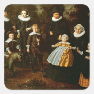 Group portrait of three generations of a square sticker