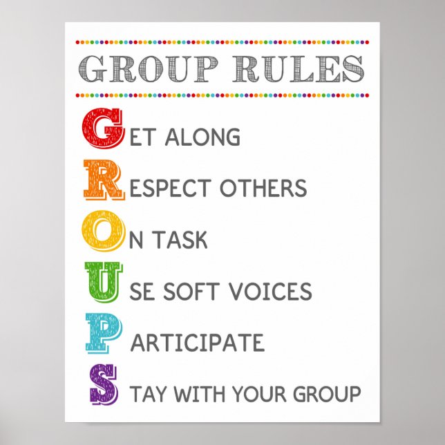 GROUP Rules Classroom Behavior Management Poster (Front)