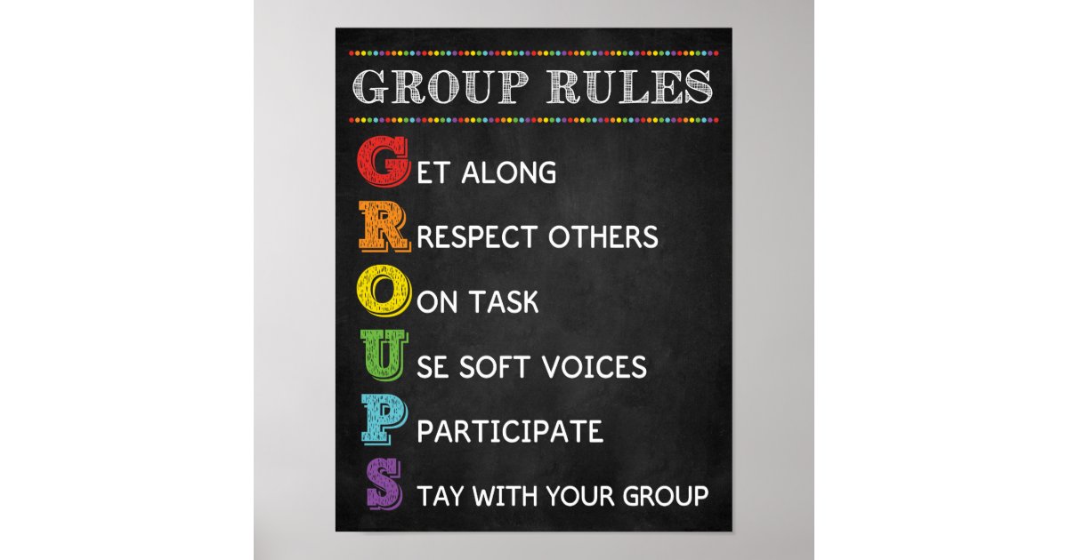 GROUP Rules Classroom Behavior Management Poster | Zazzle