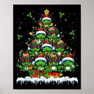 Group Santa Reindeer Elf Frogs Xmas Tree Colorful Poster