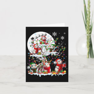 Group Santa Reindeer Elf Rats On Tree Christmas Sn Card